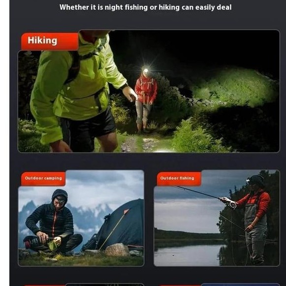SENTER LED KEPALA MINI 50W SENSOR GERAK / HEADLAMP RECHARGEABLE / SENTER CAS
