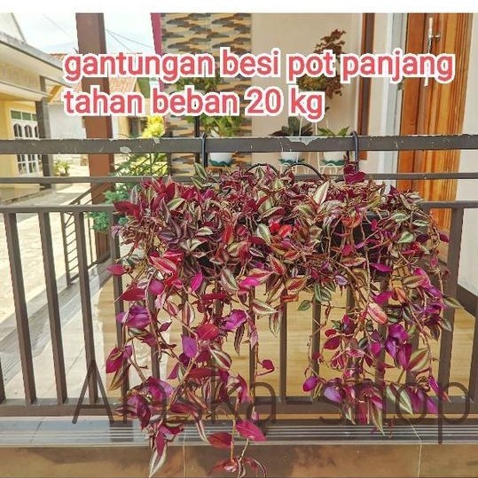 RAK BESI+POT/RAK DOUBLE POT BUNGA BALKON / PAGAR / GANTUNGAN POT KOTAK PANJANG TEMPEL PAGAR. BALKON