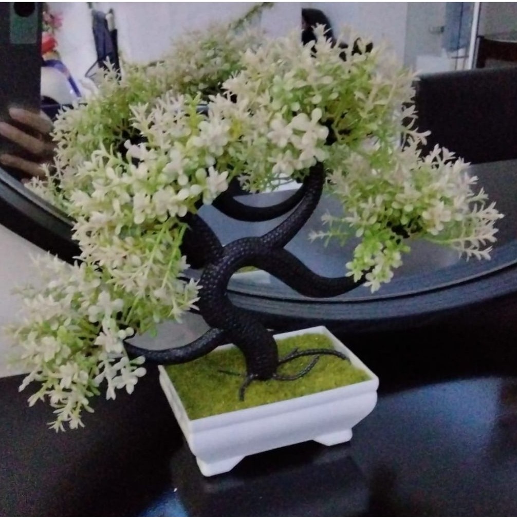 Tanaman Hias Plastik Pot Bunga Hias Bonsai Ornamen Dekorasi Ruangan Rumah Bunga pot cherry Blossoms 