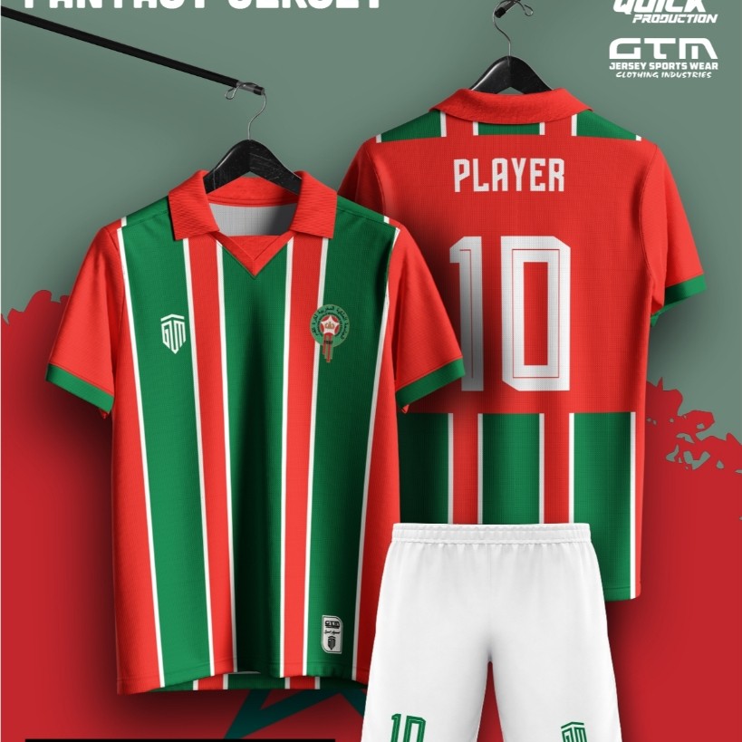 Jersey Fantasy Morocco Kerah Retro - Free Custom Design