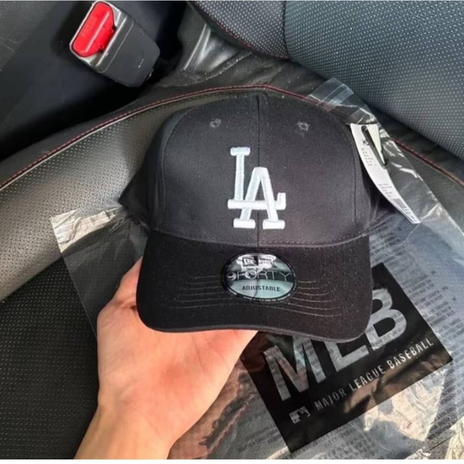 TOPI BASEBALL MLB LA WHITE LOGO ORIGINAL BLACK CAPS / TOPI PRIA WANITA