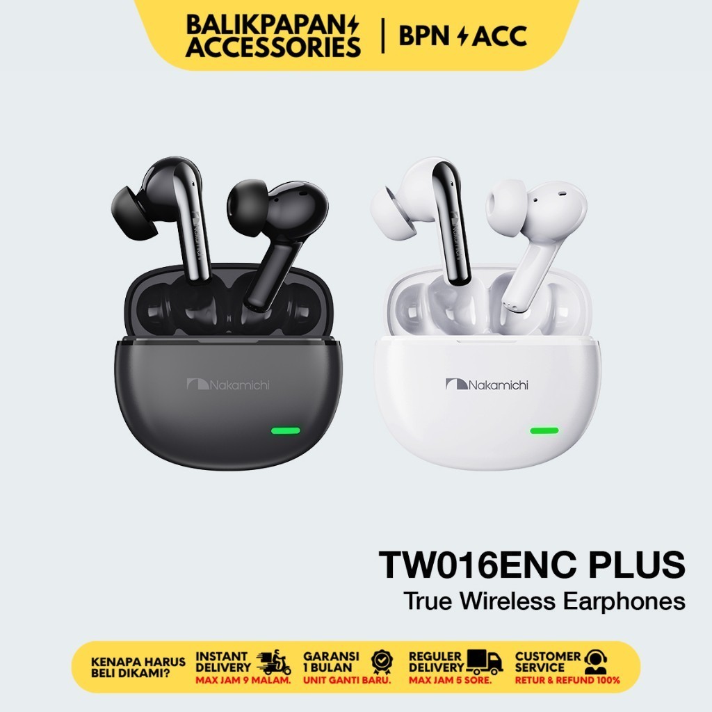 Nakamichi TW016ENC Plus Black True Wireless Bluetooth 5.4 Gaming Earbuds TWS - BALIKPAPAN ACCESSORIE