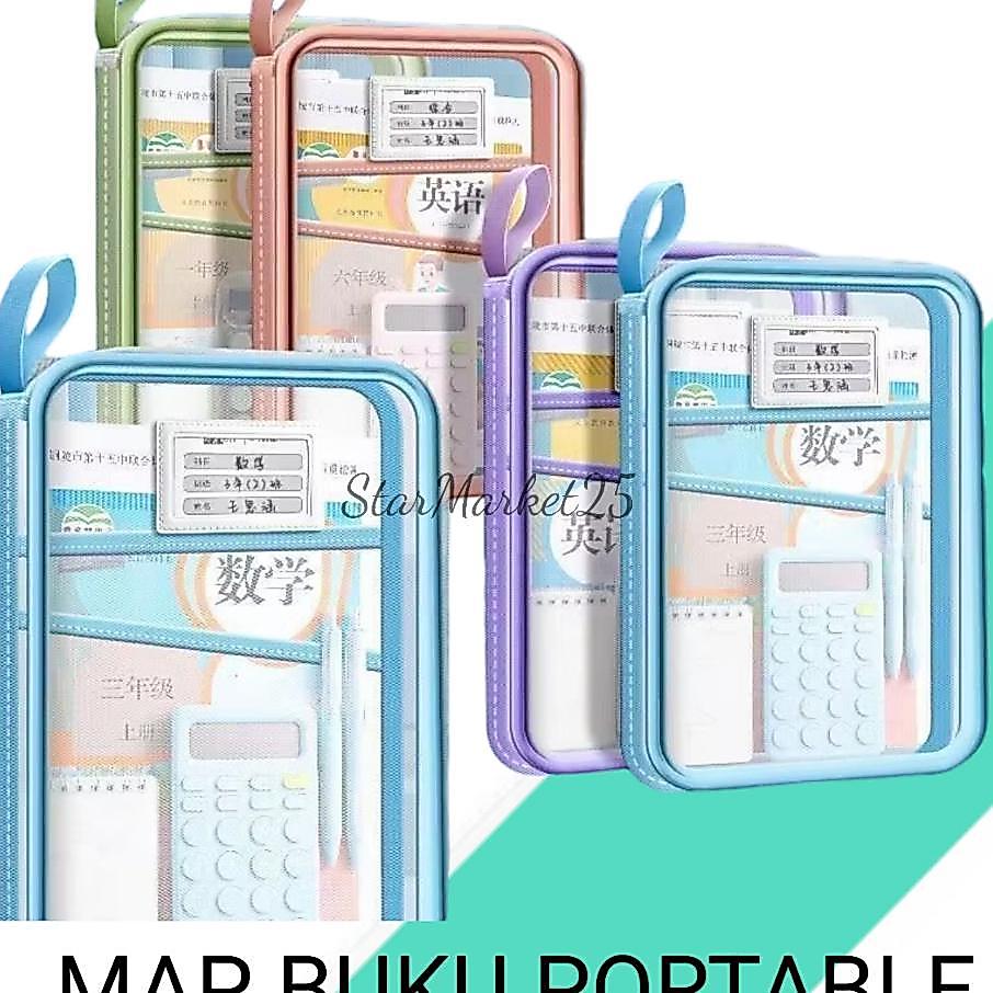 Map Buku Portable 3 Sekat A4 - Tas Folder Penyimpanan Buku Dan Document - Map Dokument 3 Sekat Trans