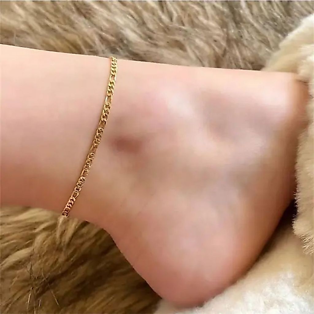 GELANG KAKI WANITA RANTAI TITANIUM SEPERTI EMAS PUTIH  IMPORT