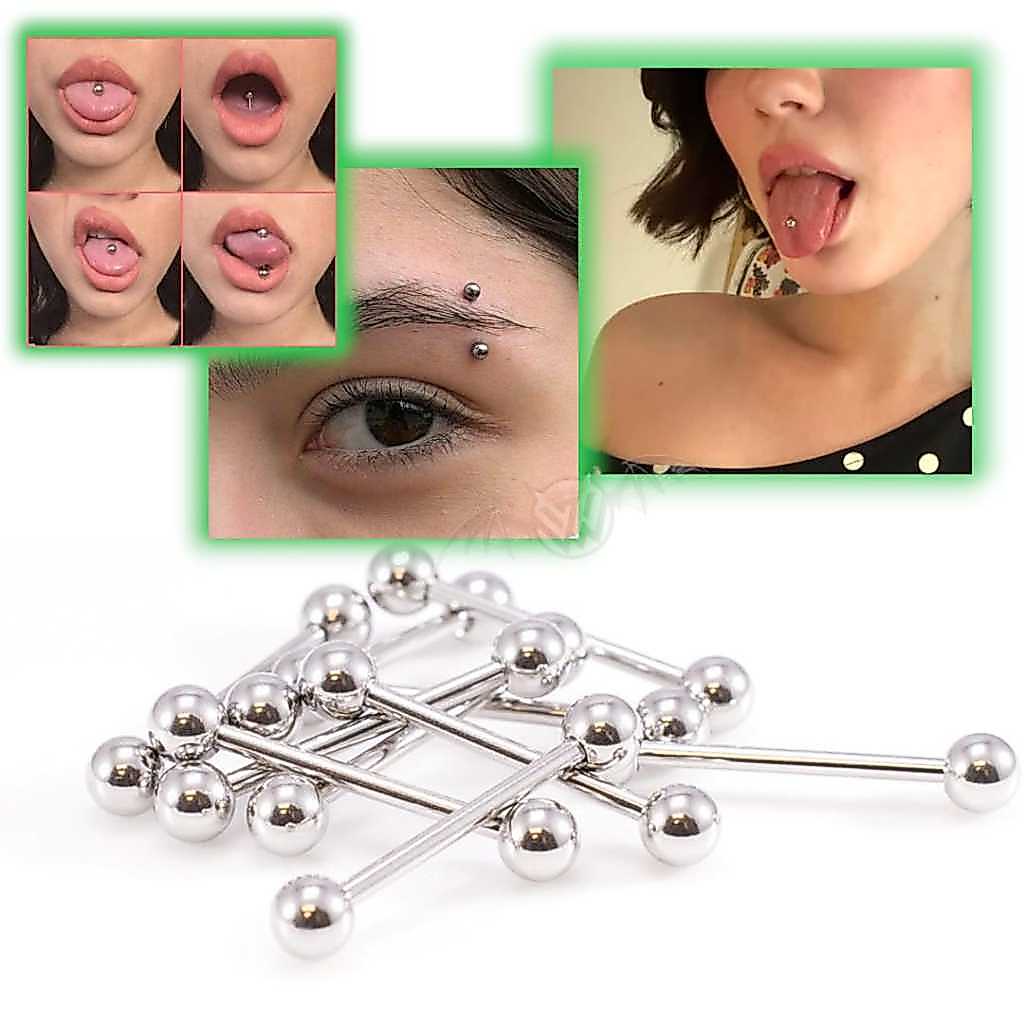 Piercing Barbell Stainless 1PCS | Tindik Lidah Alis Bibir Anting Piercing Silver Surgical Steel
