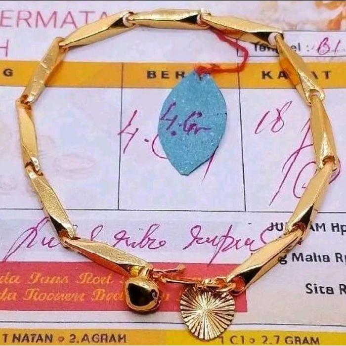 GELANG TANGAN WANITA EMAS MUDA MOTIF PADI TERBARU Bracelets