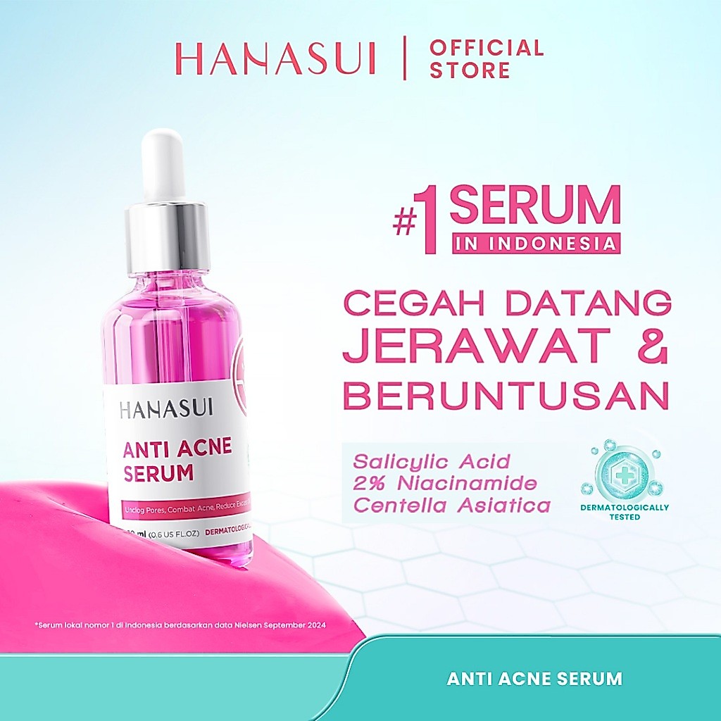 Hanasui Anti Acne Serum - Jerawat & Beruntusan Menenangkan dengan Centella Asiatica Salicylic Acid &
