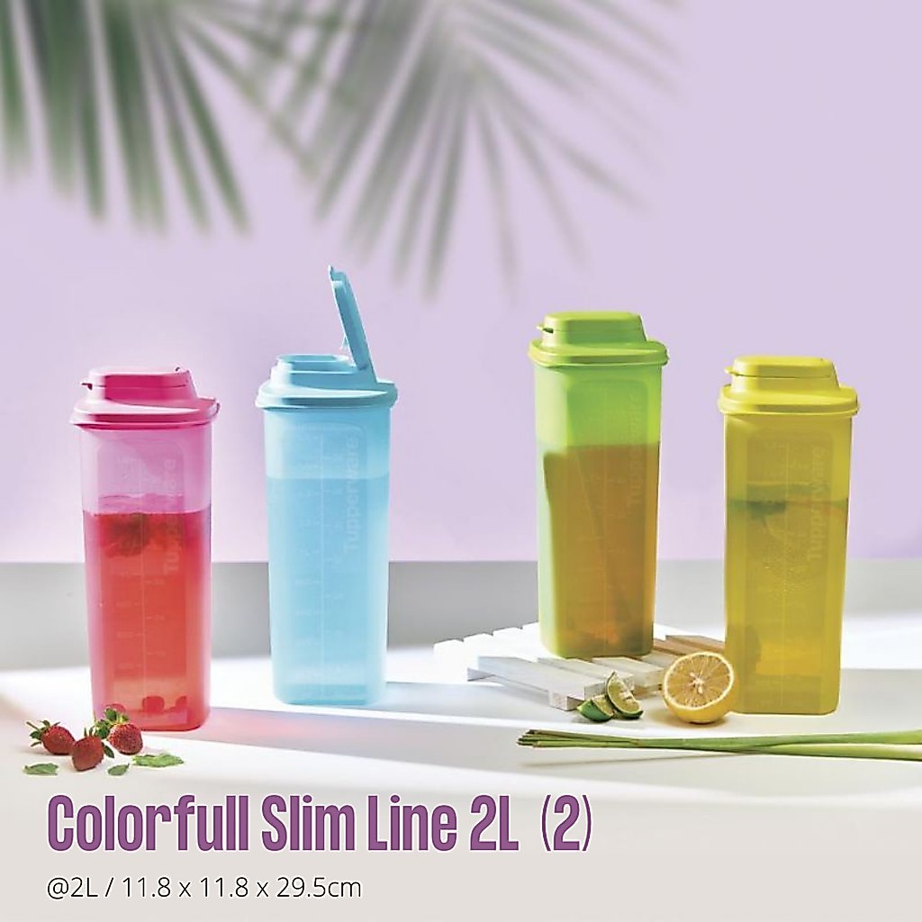 Colorfull Slim Line 2L (2) / Botol Minum Tupperware Original Termurah