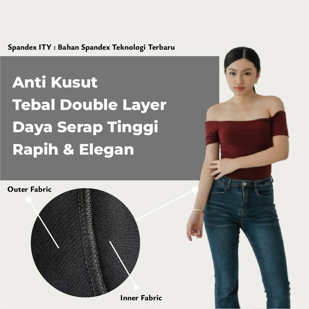 JAEWON Jaewon | Atasan Wanita Off Shoulder Slim Fit - Blouse Casual Korean Look | Ukuran S - XXL