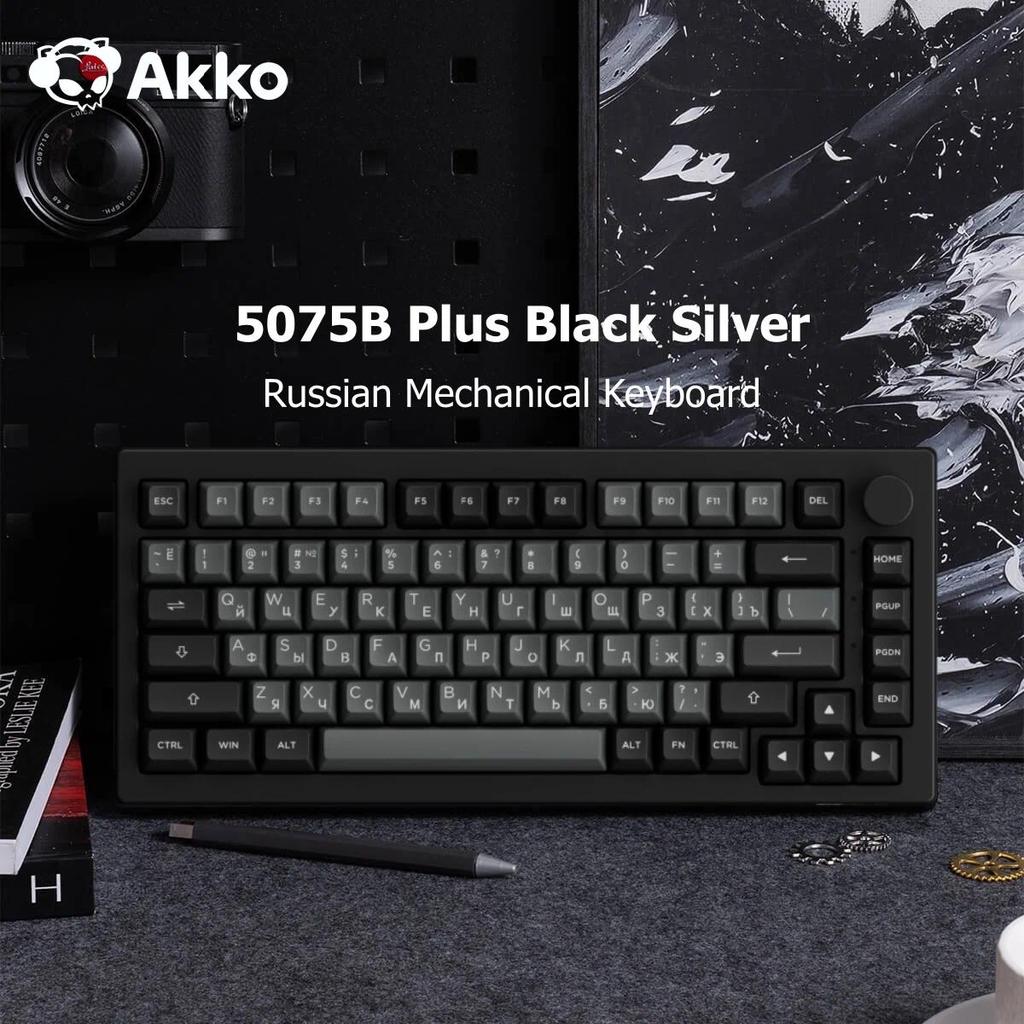 Akko 5075B Plus Mechanical Keyboard 75% ANSI ASA Profile Russian Keycaps RGB 2.4G&Blutooth Wireless/
