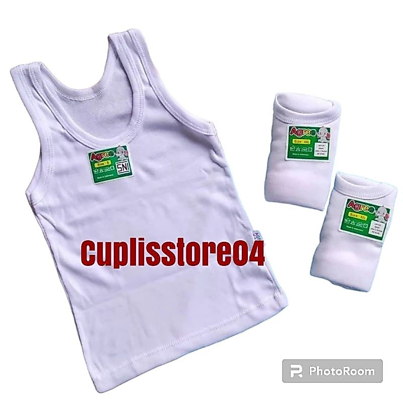 3pc SINGLET ANAK AGREE PUTIH POLOS ST 02//SINGLET ANAK COWOK//KAOS DALAM ANAK