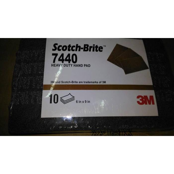 Amplas stainless 3M .scotch brite 7440 brown 6 x 9 in