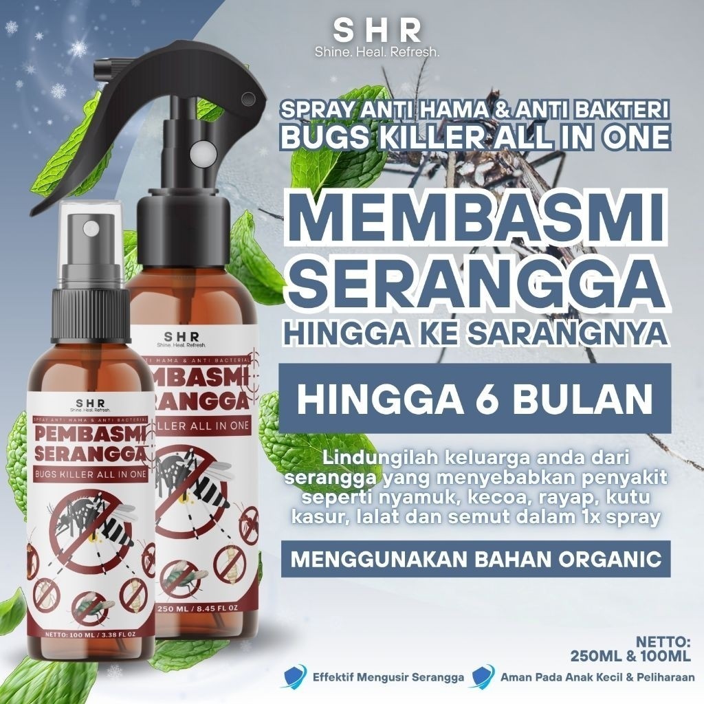 SF - S H R by SHORE - BUGS KILLER SPRAY ALL IN ONE - Pembasmi Hama Rumah Tangga (Nyamuk, Tunggau, Ku