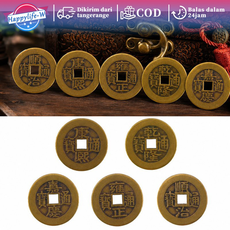 Koin Cina Kuno 3set/15pcs Kuningan Feng Shui Keberuntungan Uang Logam Langka