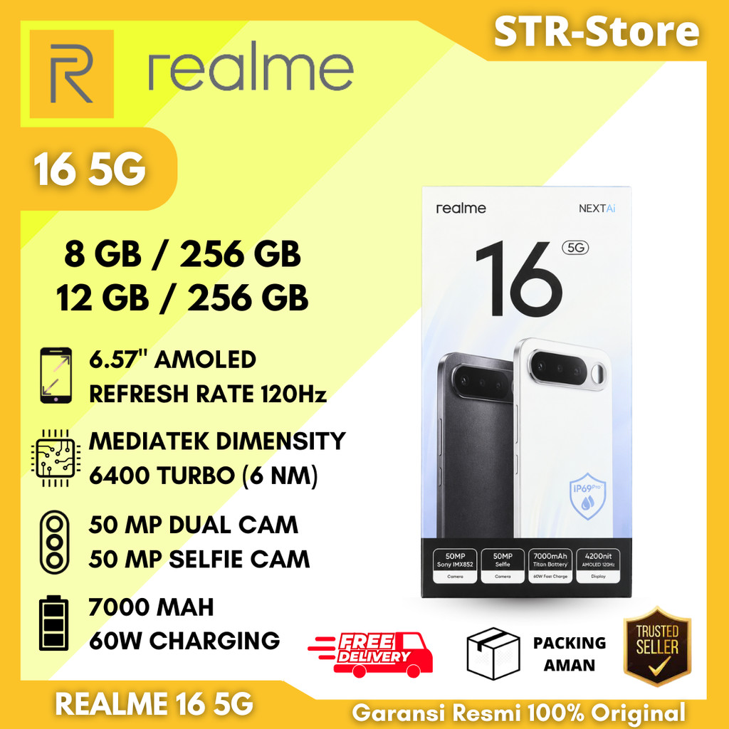 REALME 16 5G 12/256 GB 8/256 GB GARANSI RESMI REALME 16 5G 8/256 GB REALME 16 12/256 GB