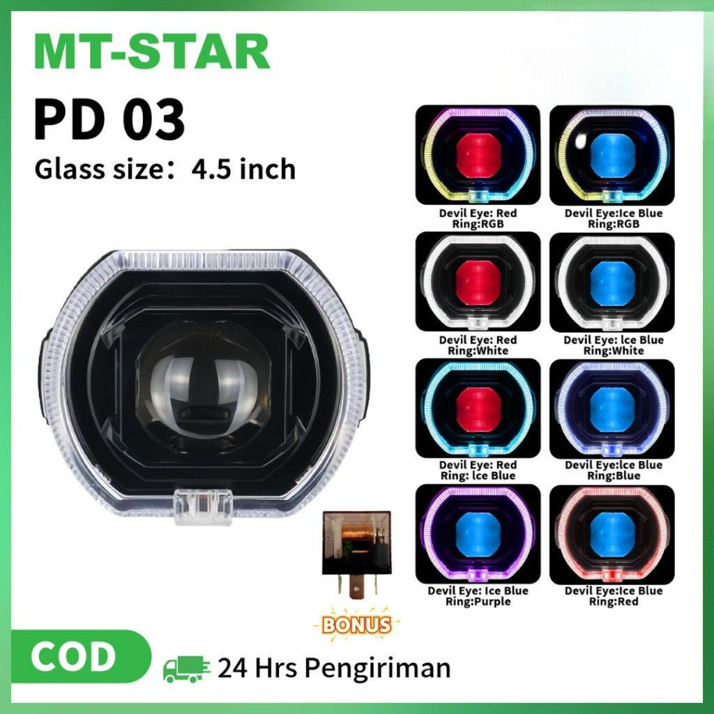MT STAR Indonesia PD03 Biled Matrix X1 Projie Biled High Low 4.5 Inch Putih Body Black Plus Kipas