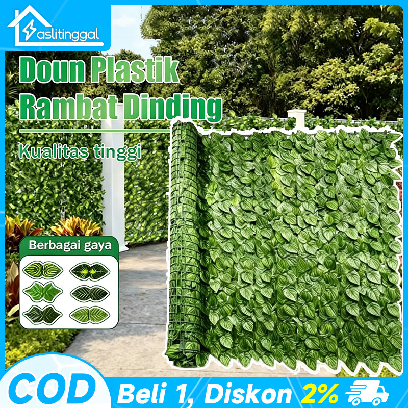 Daun Rambat Sintetis Rumput Dinding Sintetis 1 Meter X 3 Meter Daun Rambat Pagar Plastik Dinding Rum