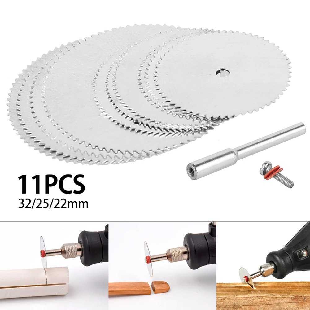 10 PCS Mata Gergaji Mini Bulat Potong Kayu Plastik Stainless Steel Pisau Gergaji Bor Set Mini Circul