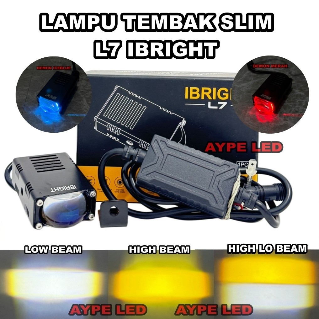 Lampu Tembak Gepeng IBRIGHT L7 Slim Bluelens Kipas Pendingin Demon Eyes Mini Laser Slim Satuan