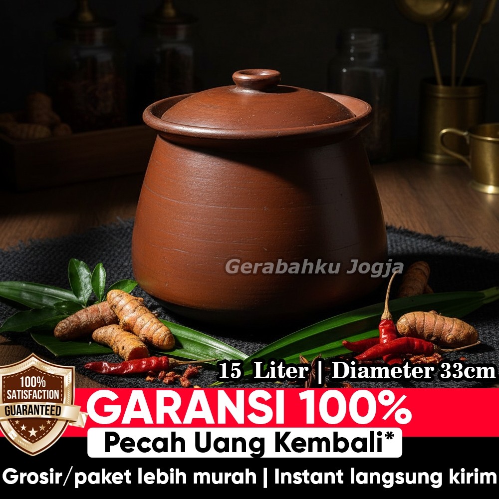 Kuali Besar Jumbo Tanah Liat Gerabah Kuwali Kwali Periuk Belanga Dandang Alat Masak Memasak Gulai So