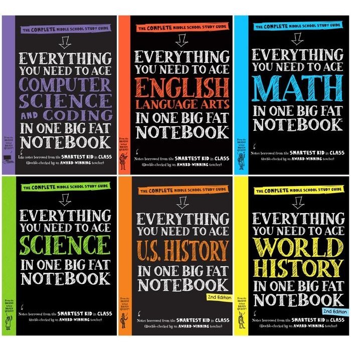 Everything You Need to Ace Series Middle School Edition 6-Book Bundle Set - Ultimate Study Guides fo