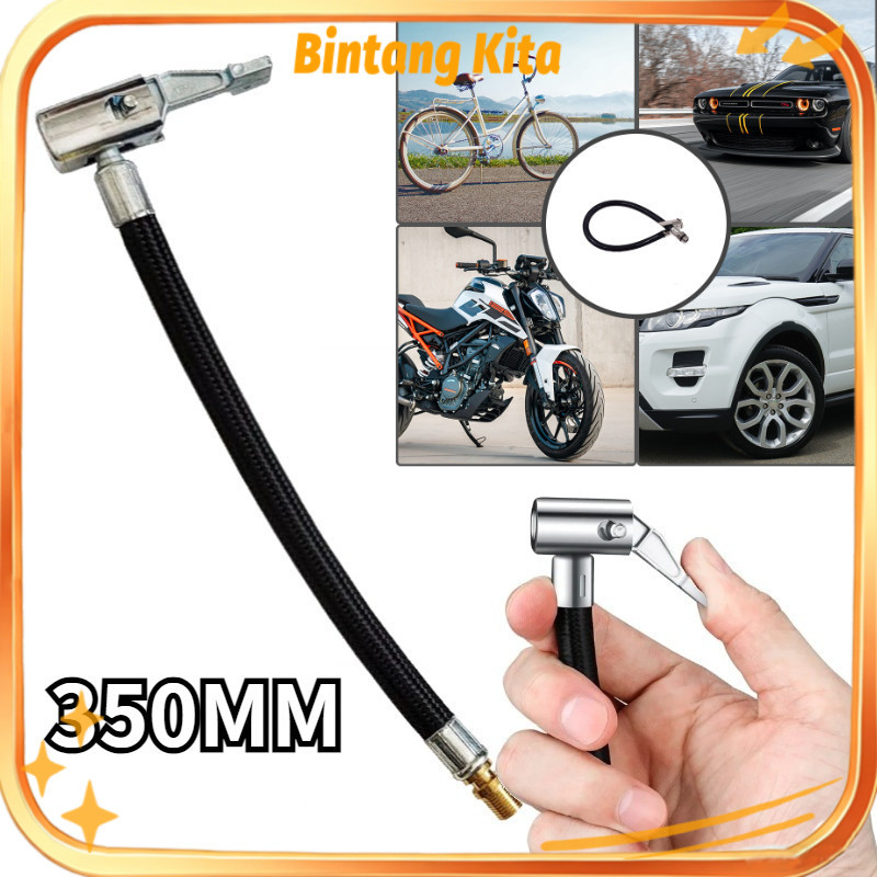 35cm Selang Extension Pompa Angin Sambungan Selang Pompa Ban Dengan Klip Untuk Mobil Motor