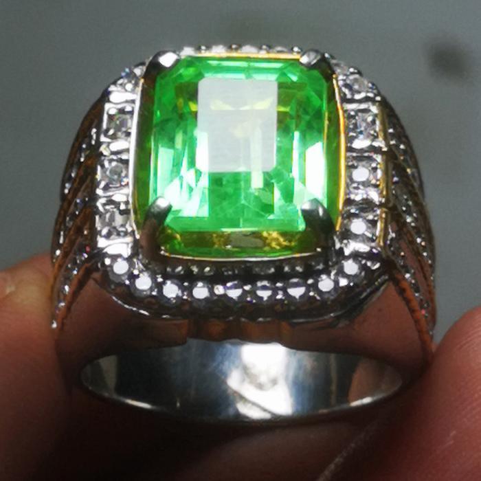 Cincin zamrud colombia ring perak + Sertifikat