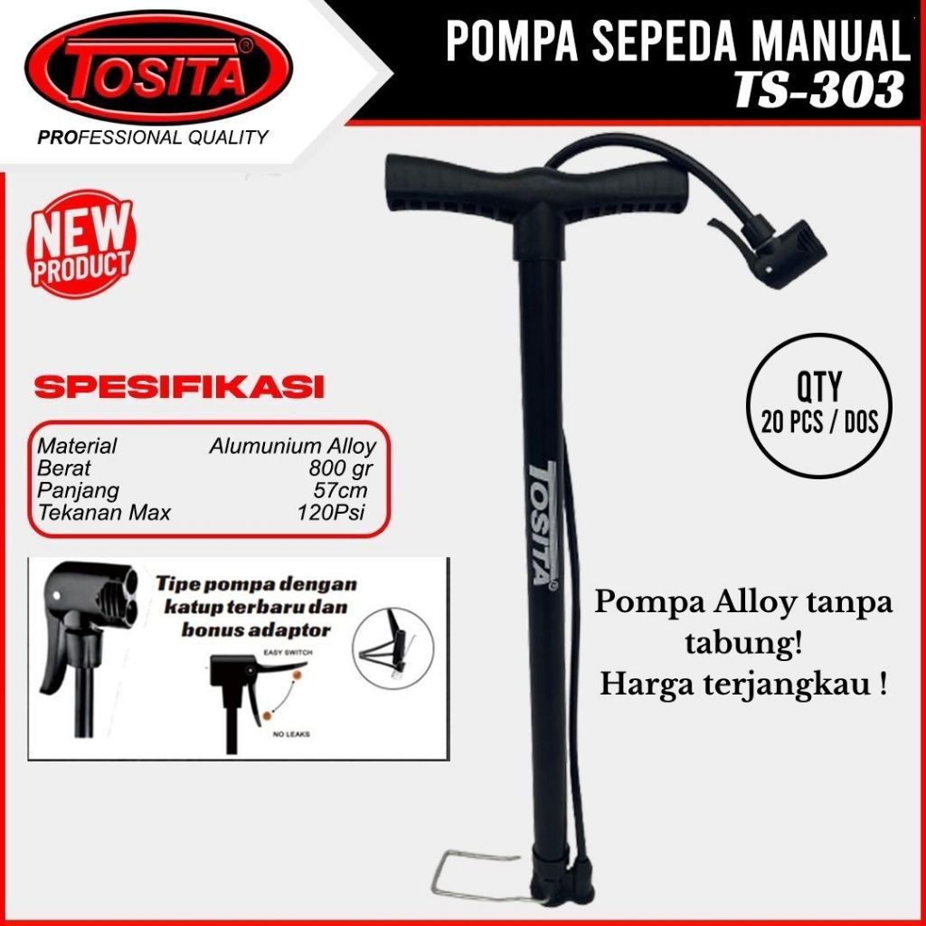 SALEPOMPA TABUNG TOSITA POLES POMPA BAN SEPEDA STAINLESS STEEL POMPA TABUNG SEPEDA POMPA SEPEDA POMP