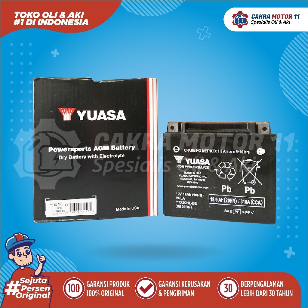 Aki Ducati Monster Yuasa Motor Ytx 20 H L Bs America