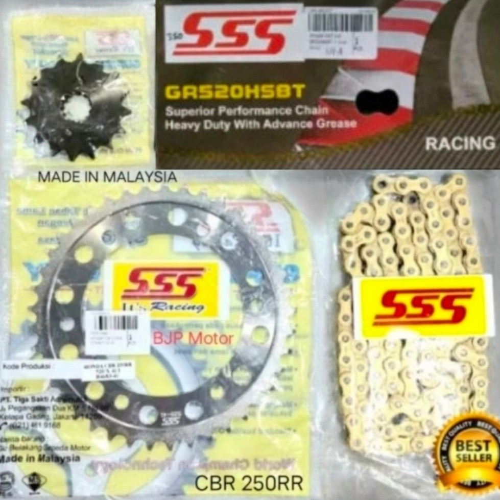 Gear Set SSS 520 Honda New CBR250RR Rantai SSS 520 HSBT 120L/ 130L Gold - Pilihan Ukuran Gir, Pnp