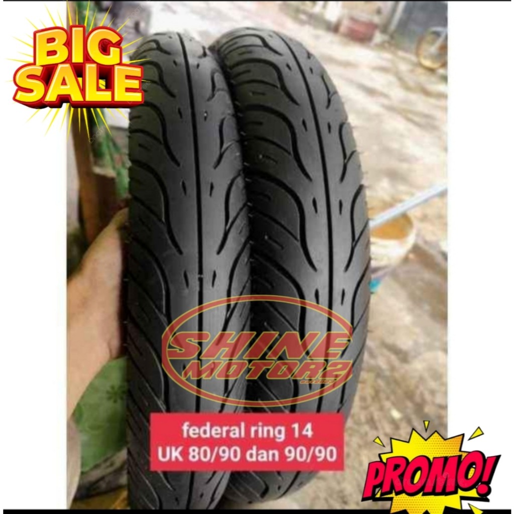 Ban Motor Tubeless Federal 80/90 90/90 Ring 14 - Sepasang, Ban Bekas Original, Cocok untuk Motor Mat