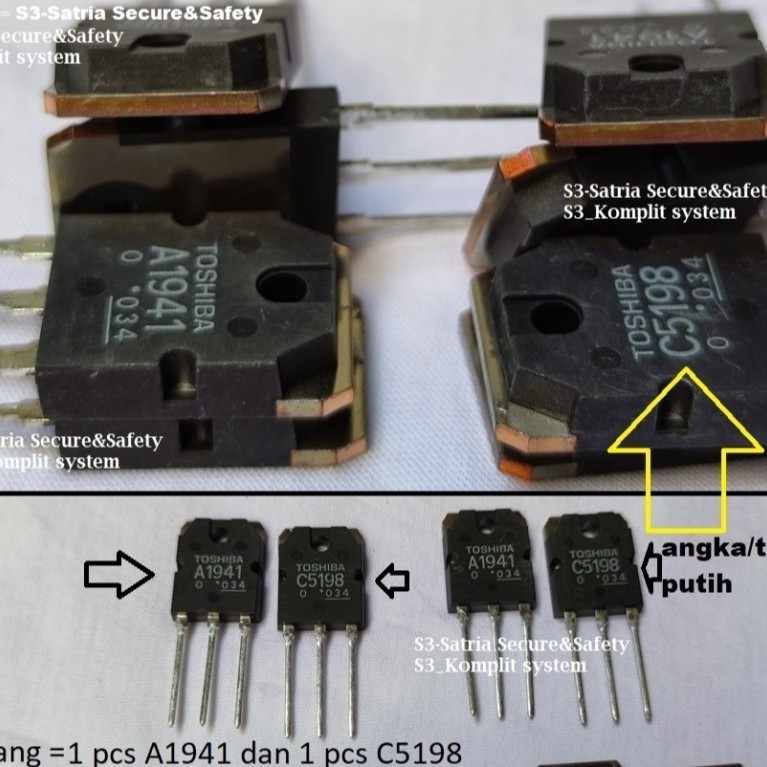 ( satu satuan) A1941 dan C5198 transistor final c5198 dan  a1941 TR 2SA1941 2sc5198 2sa1941 2sc5198 