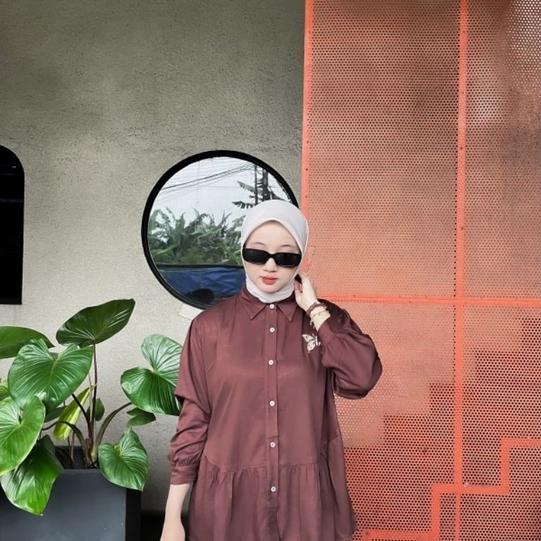 Sella blouse rayon twill bordir - kombinasi kemeja wanita terbaru