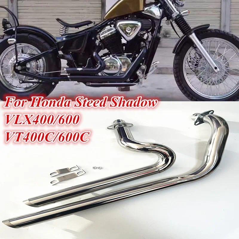 For Motorcycle Exhaust Pipe W/ Muffler Removable Honda Steed Shadow VT400 VT600 VLX400 VLX600 VT600C