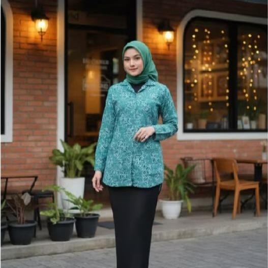 BAJU SERAGAM BATIK PKK NASIONAL TERBARU Hijau tosca lapis furing SERAGAM BATIK PKK