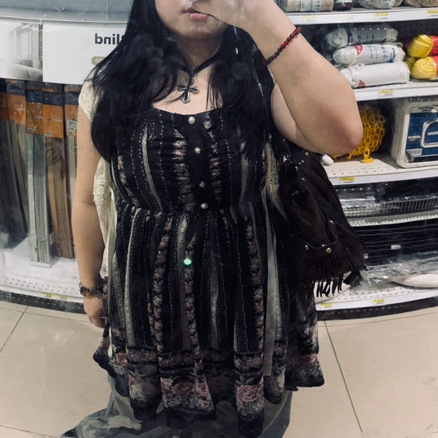 Black Gothic Vintage BabyDoll Dress //Preloved - HappyBerryPreloved