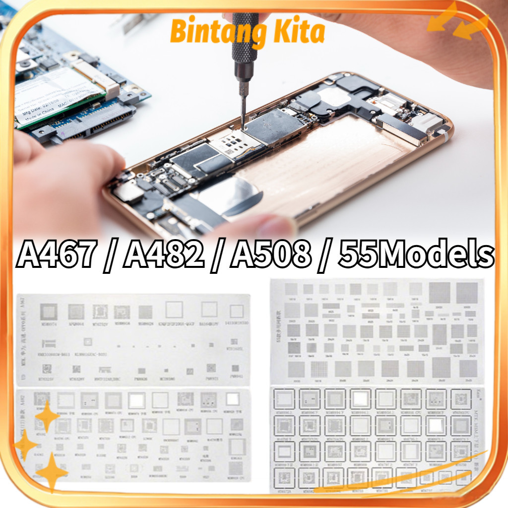 4PCS/set Cetakan Universal IC Plat Amaoe Amaoe A467 / A482 / A508 / 55Models / Stencil Plat BGA Univ