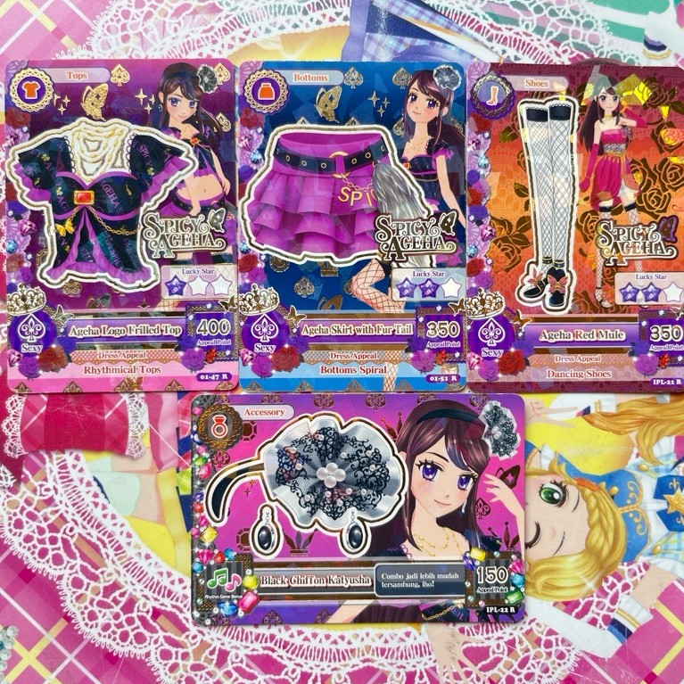 Kartu Aikatsu Ageha Logo Frilled Top Ageha Skirt with Fur Tail Spicy Ageha Seri 1 Ran Shibuki Origin