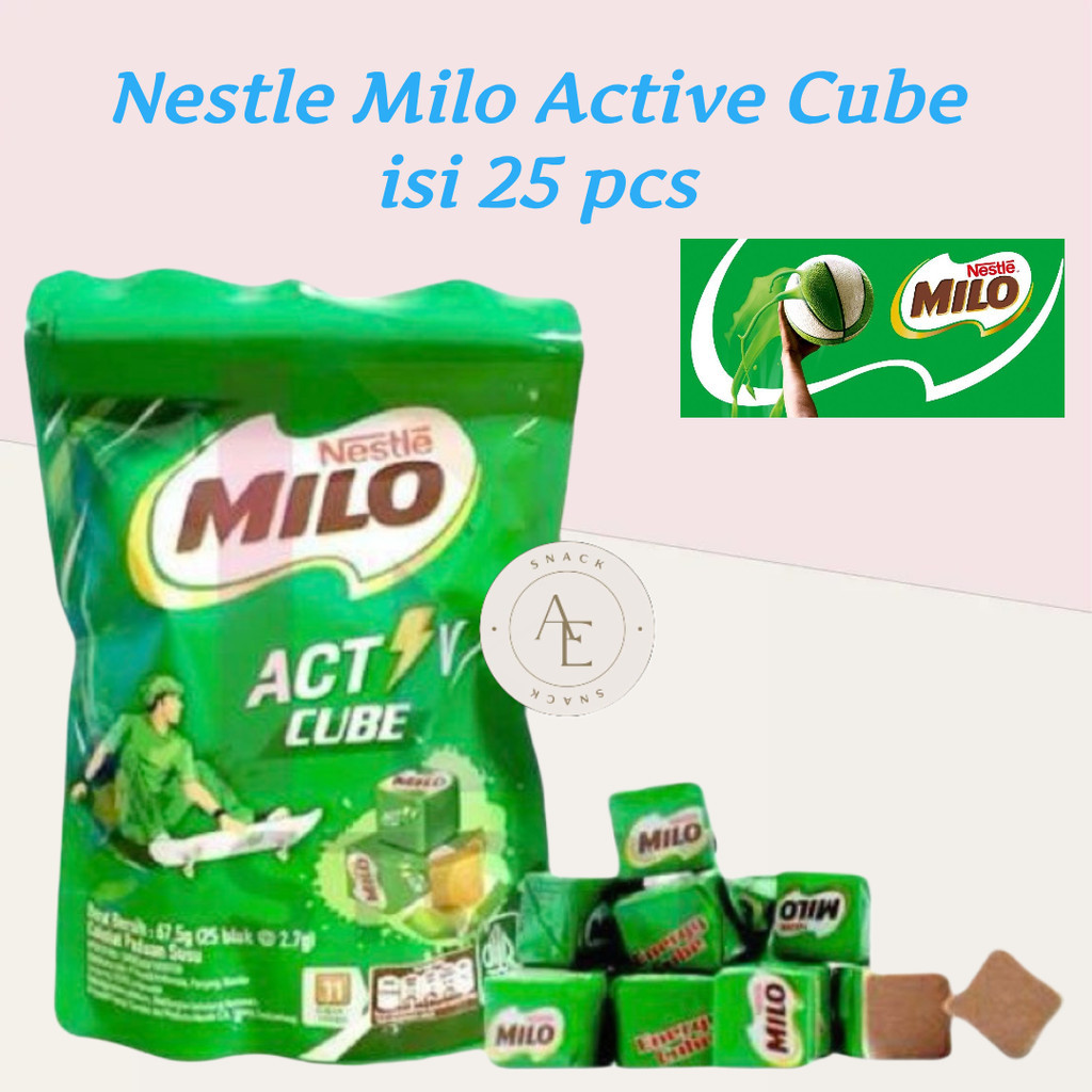 Nestle Milo Active Cube Permen Kotak Bubuk Cokelat Milo  Isi 25 pcs