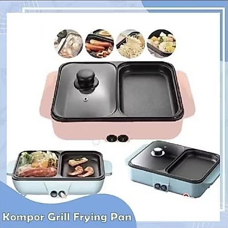 Han River Electric Griller Kotak Hotpot BBQ listrik Pink
