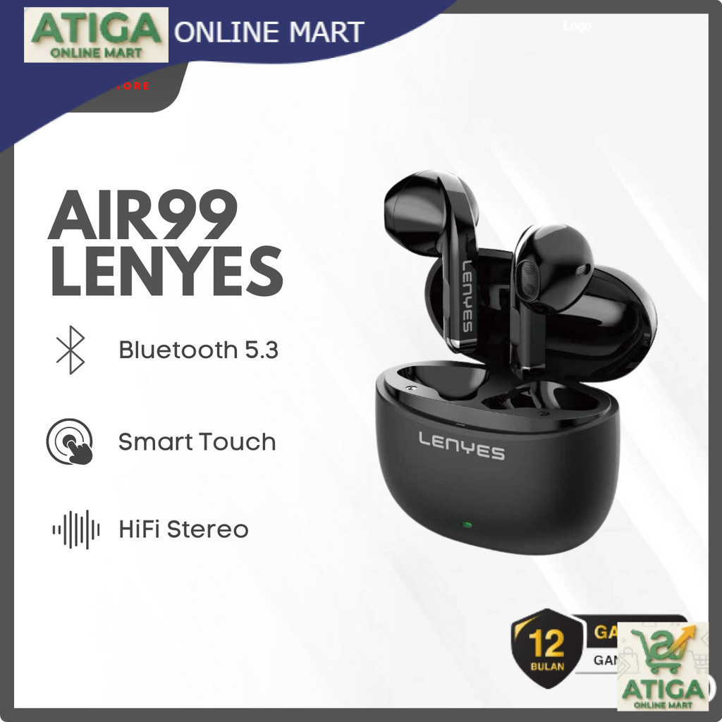 (ATG) LENYES EARPHONE WIRELESS TWS V5.3 EARBUDS SMART TOUCH HIFI STEREO AIR99
