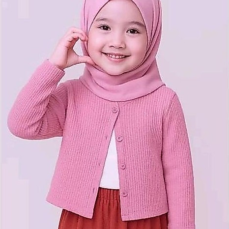 Happykid- Cardigan Anak Perempuan Untuk Umur 4 -12 Tahun// Korean Waflle Rajut