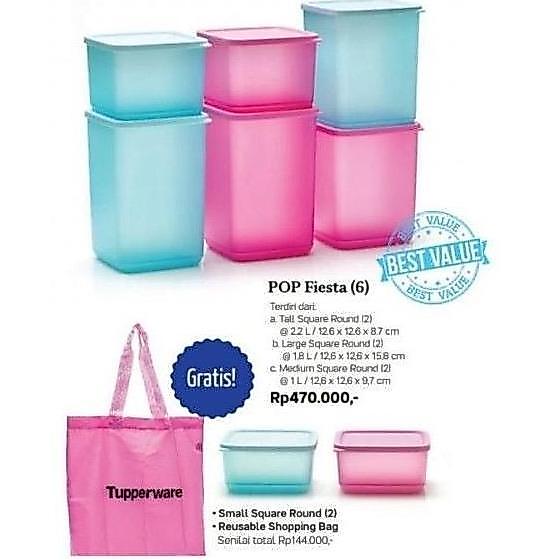 OK TUPPERWARE POP FIESTA FREE TAS TOPLES SET 8PCS //