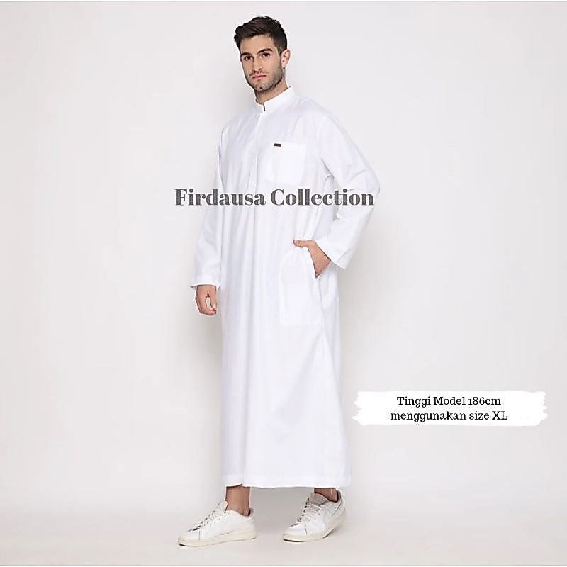 Jubah Putih Gamis Pria Laki - Laki Remaja Dewasa/Gamis Pria Polos Katun Toyobo Premium/Jubah Arab Wa