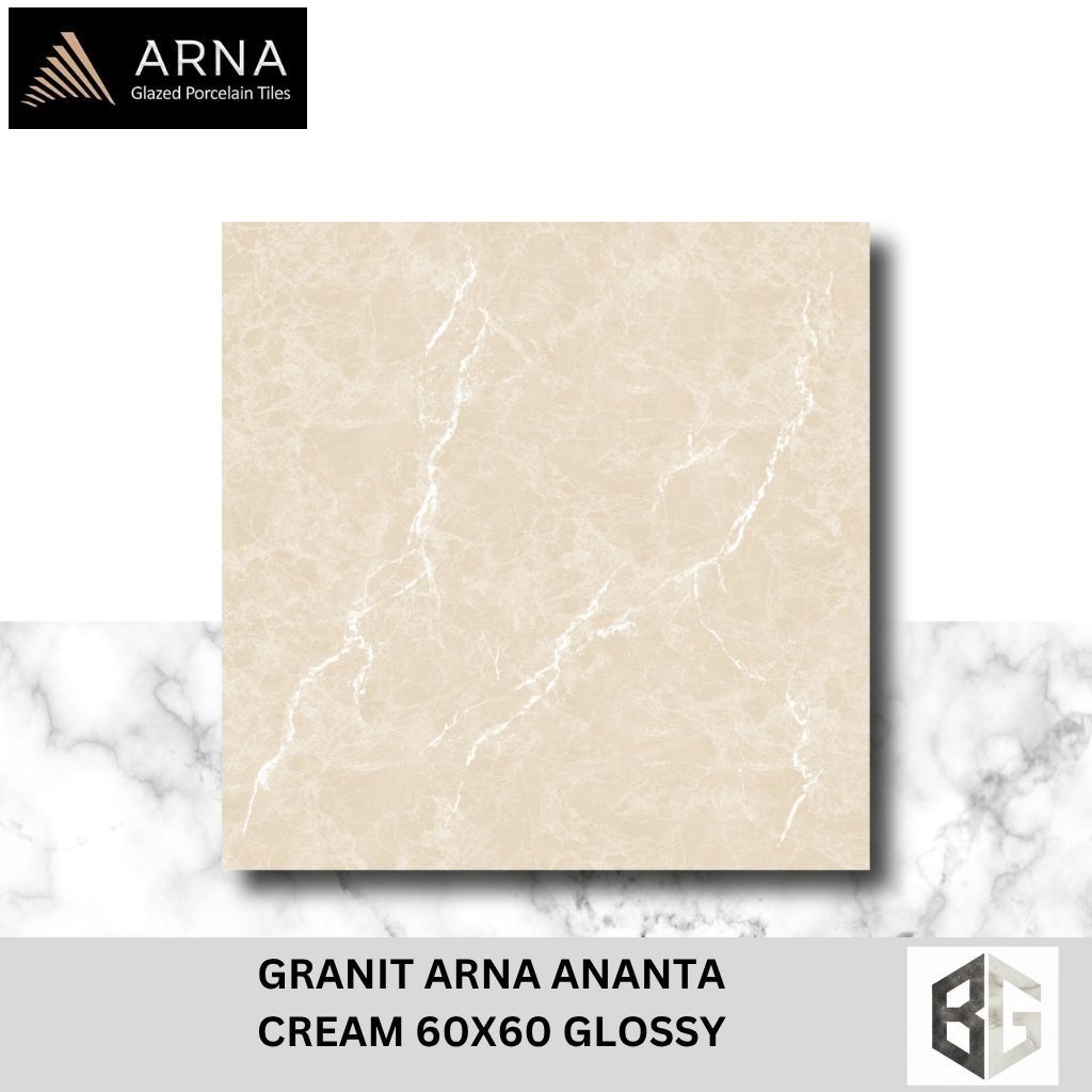 GRANIT ARNA ANANTA CREAM,WHITE 60X60 GLOSSY - Granit premium dan Tahan lama