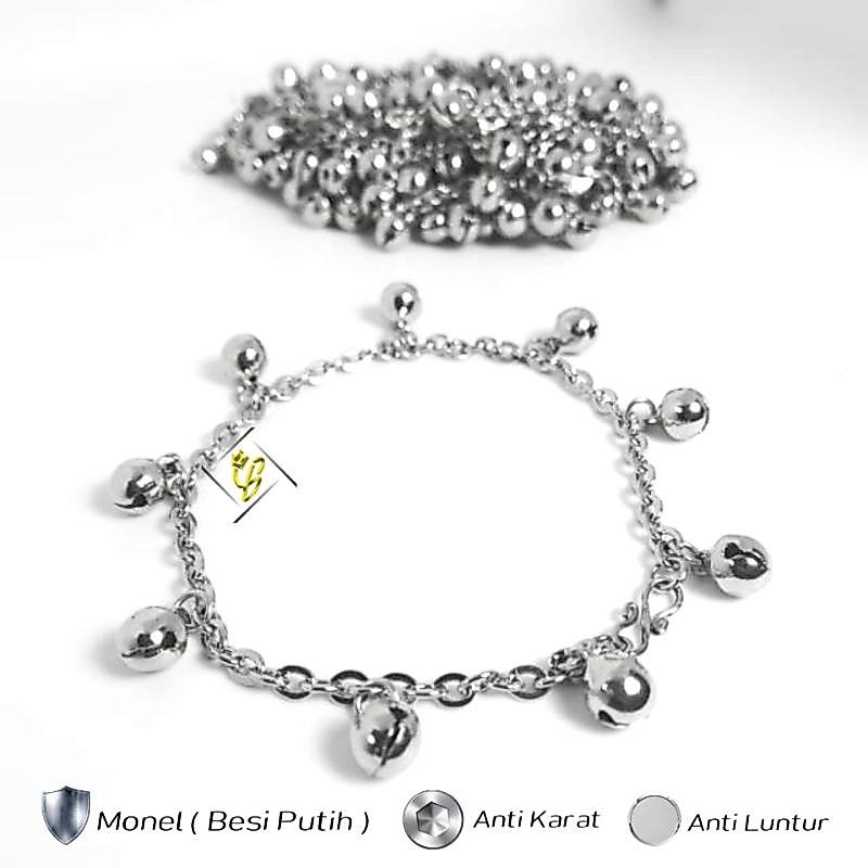 Gelang Monel Anak Bayi Perempuan Laki Laki Dewasa Asli Anti Karat Silver Perak Demam Step