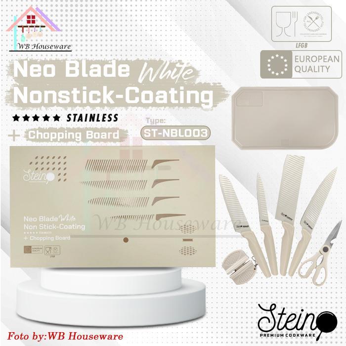 STEIN STEINCOOKWARE Neo Blade Stainless Steel Knives Set white /non stick knife Alat masak Pisau Baj