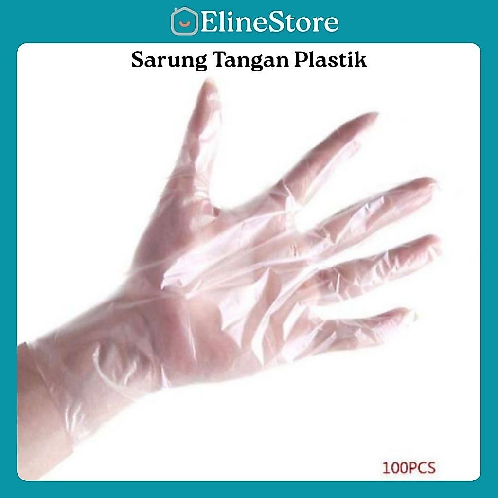 {12 Bks} - Sarung Tangan Plastik Steril isi 100 Lembar/bks Disposable Plastic Gloves serbaguna