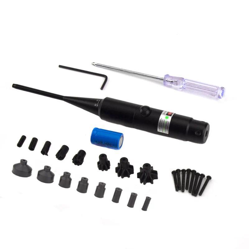 Tactical Red Green Barrel Bore Sight Kit for .177 to .50 Caliber Rifle Hand Boresighter with Button 