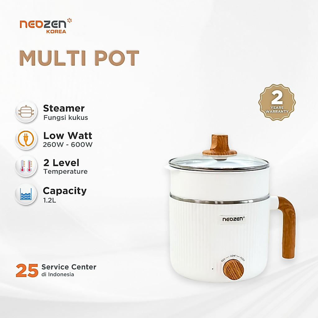 Neozen Electric Multipot Dengan Steamer - Panci Listrik Serbaguna 1,2L